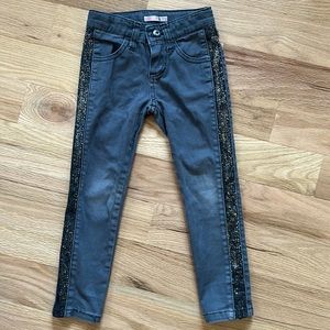 Billieblush charcoal gray sequin tuxedo jeans girls size 4